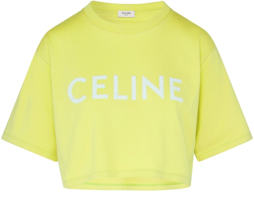 Cropped Celine t-shirt in cotton fleece citrus