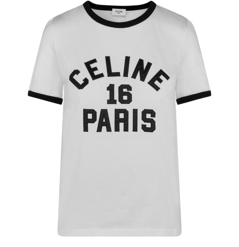 Embroidered Celine 16 t-shirt in cotton jersey