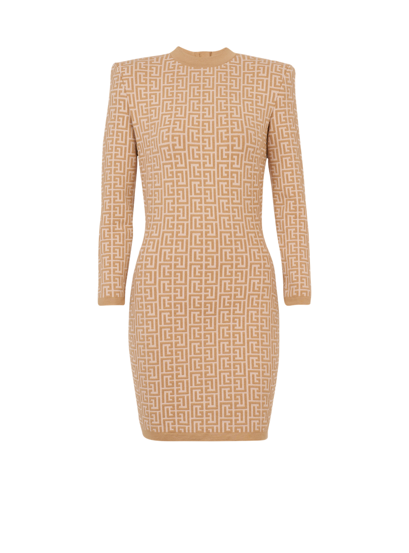 11 Balmain Short jacquard dress with monogram