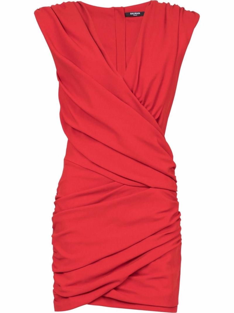 7 Balmain Short draped jersey dress