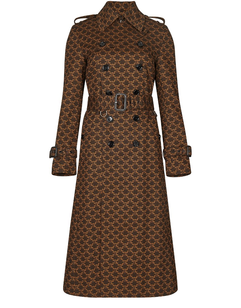 Celine 70s Trench Coat in Triomphe Printed Cotton